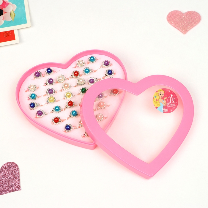 Кольца детские набор 36шт «Выбражулька» цветочки, цвет МИКС в серебре, б-р Кольца детские набор 36шт «Выбражулька» цветочки, цвет МИКС в серебре, б-р