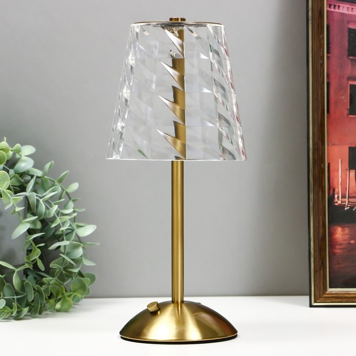 Настольная лампа Настольная лампа "Берта" LED USB АКБ золото 13х13х29 см RISALUX