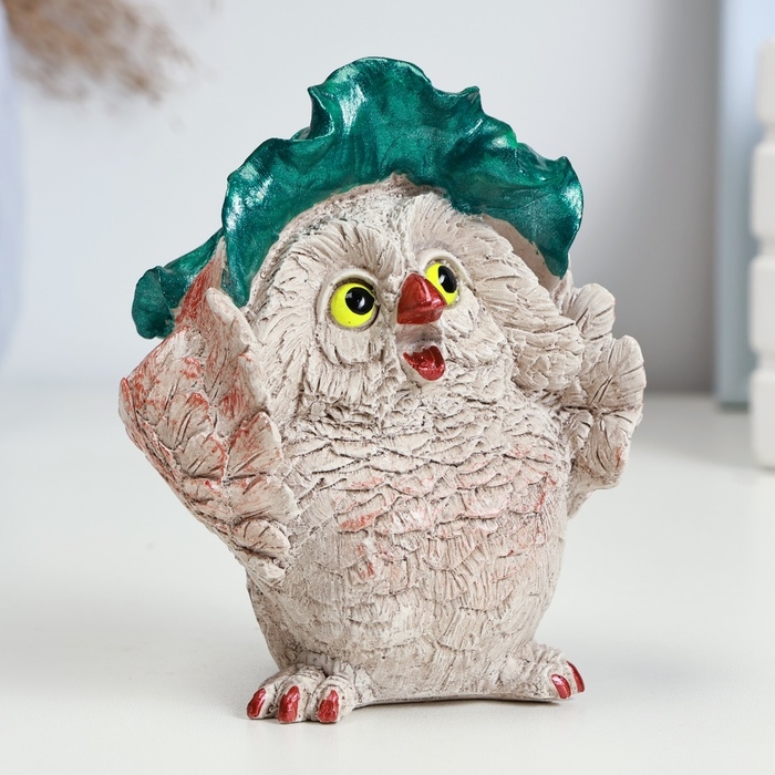 Фигура Фигура "Сова в панаме" бежевая, 12х6х6см