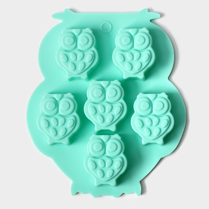 Форма для конфет и шоколада Доляна &laquo;Совы&raquo;, силикон, 12,5&times;11 см, 6 ячеек (3,3&times;2,7&times;1,5 см), цвет МИКС