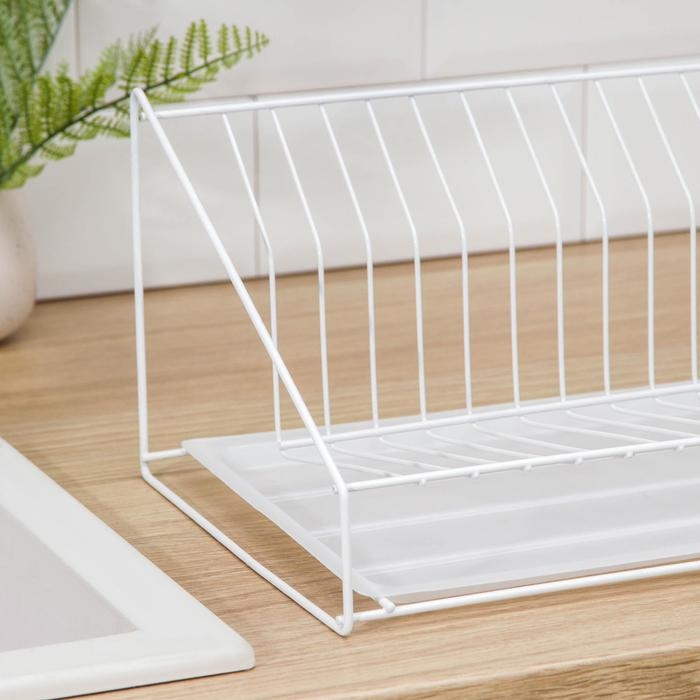 Сушилка для посуды с поддоном, 38×17,5×23,5 см, цвет белый Сушилка для посуды с поддоном, 38×17,5×23,5 см, цвет белый