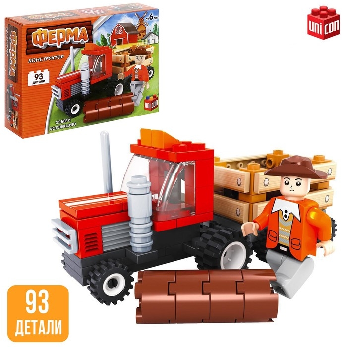 Конструктор Ферма «Лесозаготовочный грузовик», 93 детали Конструктор Ферма «Лесозаготовочный грузовик», 93 детали