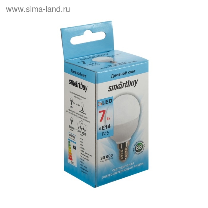 Лампа cветодиодная Smartbuy, Е14, P45, 7 Вт, 4000 К, дневной белый свет Лампа cветодиодная Smartbuy, Е14, P45, 7 Вт, 4000 К, дневной белый свет