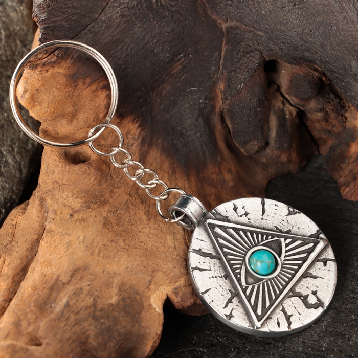 Амулет "Всевидящее Око" с камнем бирюза, 35х43 мм, металлический