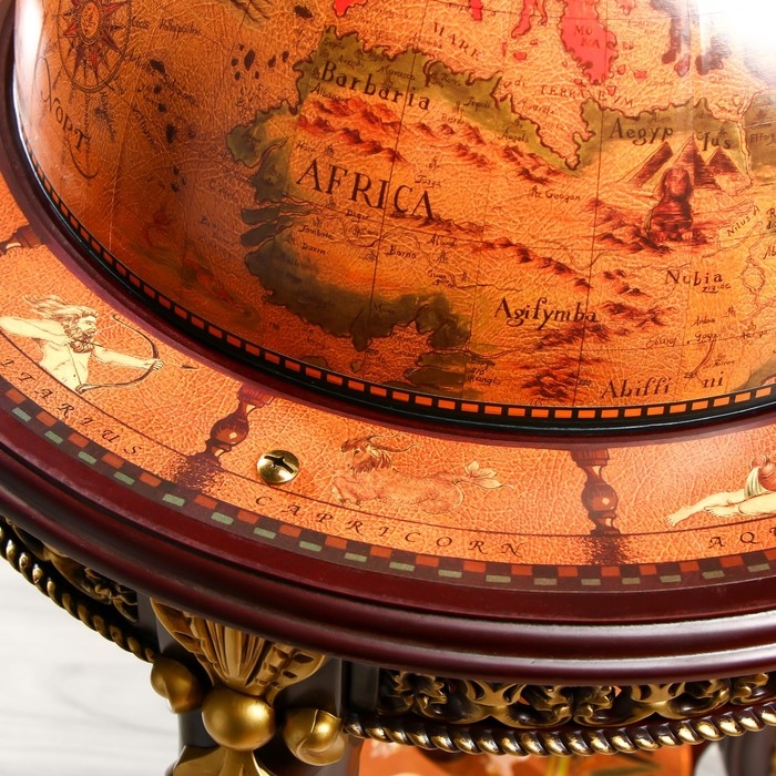 Глобус бар декоративный Глобус бар декоративный "Винтажная карта" узорные ножки 60,4х60,4х104 см