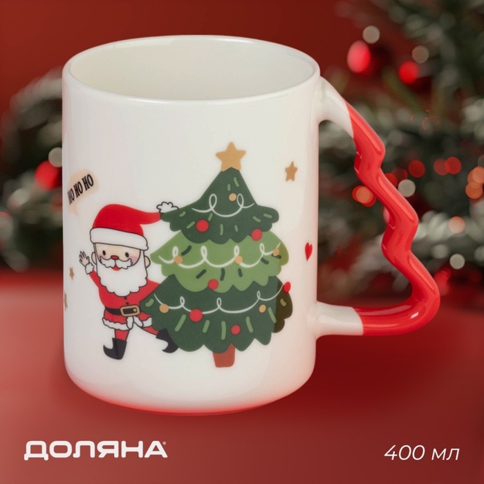Новогодняя кружка Доляна «Веселый дедушка», 400 мл, 12,5×8,5×10,7см, цвет белый Новогодняя кружка Доляна «Веселый дедушка», 400 мл, 12,5×8,5×10,7см, цвет белый