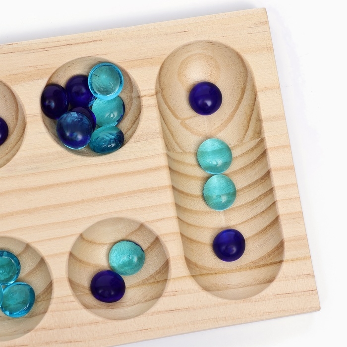 Настольная игра на логику  Настольная игра на логику "Калах. Манкала", 48 камешков, 22 х 13.5 см