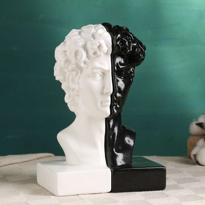 Держатель-подставка для книг  Держатель-подставка для книг "Бюст Давида" набор 2шт, 25см, черно-белый