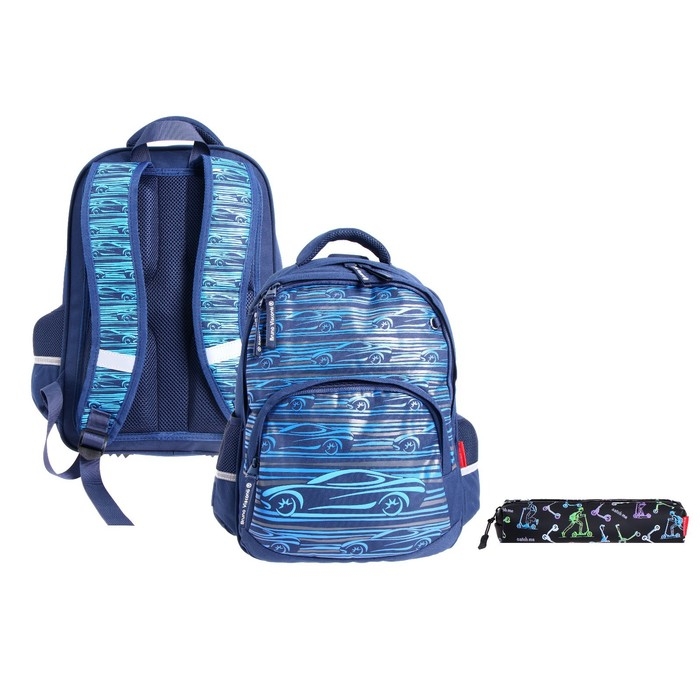 Рюкзак школьный Bruno Visconti, 40 х 30 х 19 см, эргономичная спинка, «Спорткар», пенал в подарок Рюкзак школьный Bruno Visconti, 40 х 30 х 19 см, эргономичная спинка, «Спорткар», пенал в подарок