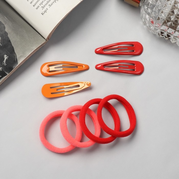 Набор для волос Набор для волос "Мира" (4 невидимки-5 см,8 резинок-3,5 см) красный