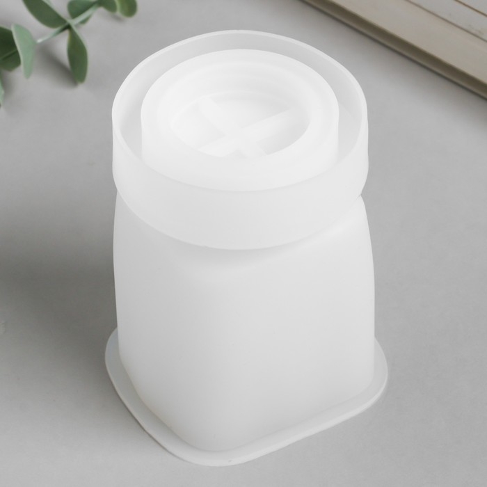 Молд силикон Молд силикон "Баночка квадратная" с крышкой 7,5х7,5х10,4 см