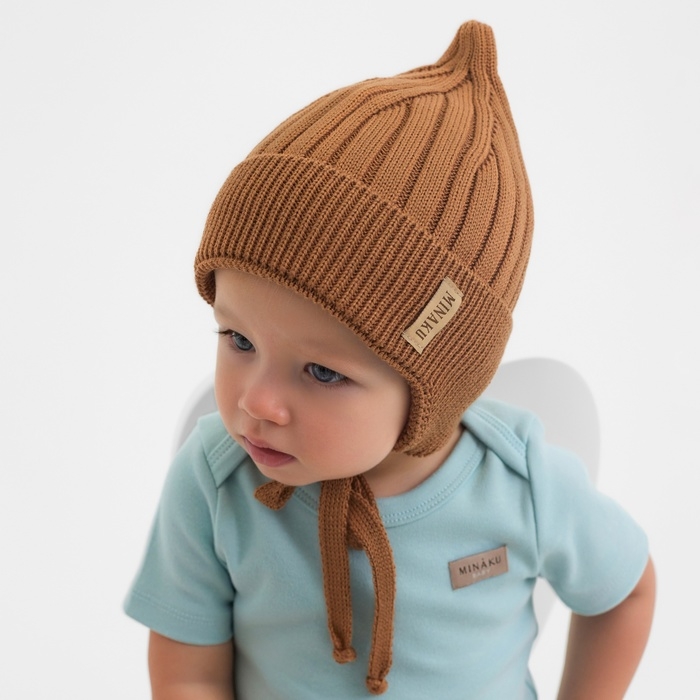 Шапка детская MINAKU р-р 42-44, цвет коричневый Шапка детская MINAKU р-р 42-44, цвет коричневый