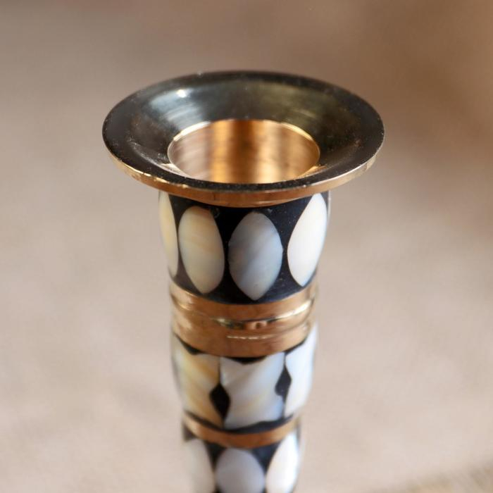 Подсвечник  Подсвечник "Зебра" латунь, перламутр 8х8х13 см