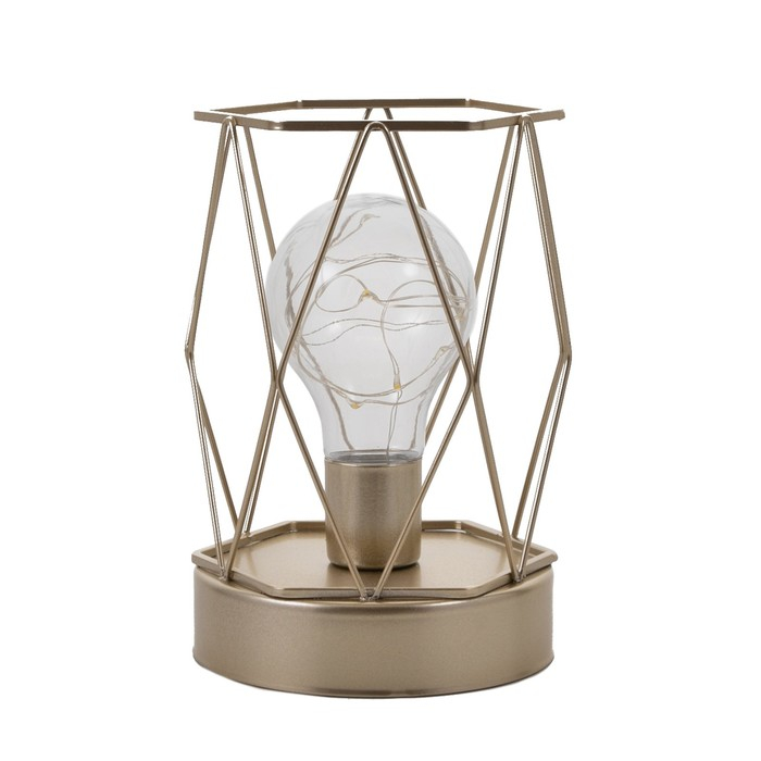 Ночник Ночник "Ромб" LED от батареек 3хАА золото 10,5х10,5х15,5 см RISALUX