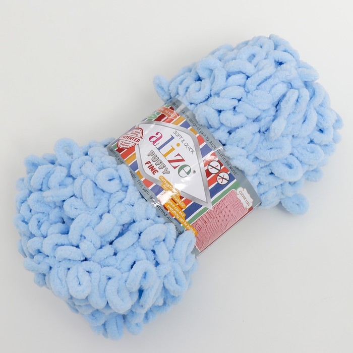 Пряжа Пряжа "Puffy fine" 100% микрополиэстер 14,5м/100г (218 голубой)