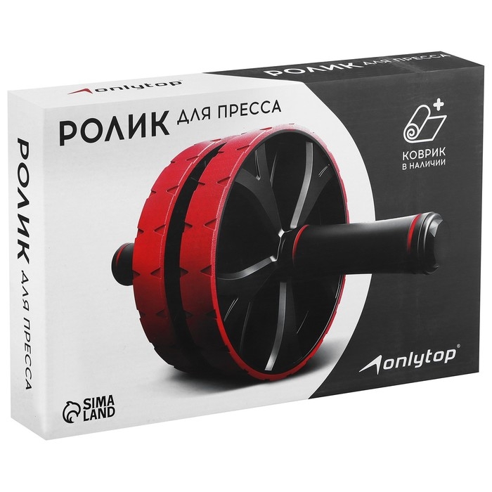 Ролик для пресса ONLYTOP, 31х17х17 см, с ковриком, цвет красный Ролик для пресса ONLYTOP, 31х17х17 см, с ковриком, цвет красный