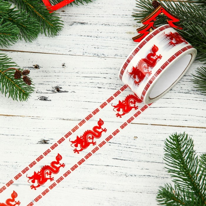 Новый год. Скотч с логотипом  Новый год. Скотч с логотипом "Драконы" 48*45м 45мкм