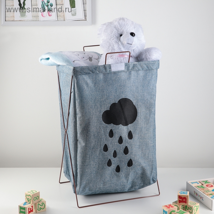 Корзина для белья складная с крышкой «Тучка», 35×28,5×57,5 см, цвет синий Корзина для белья складная с крышкой «Тучка», 35×28,5×57,5 см, цвет синий