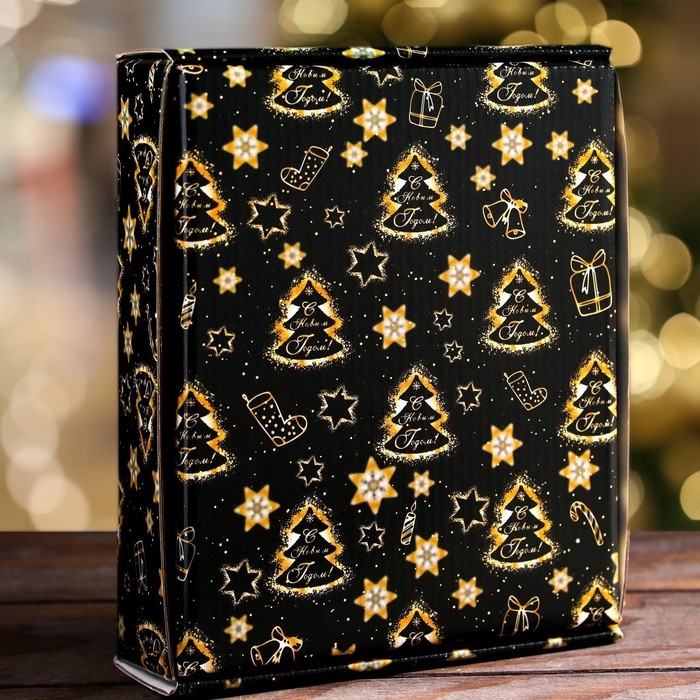 Новый год. Коробка подарочная, крышка-дно, с окном Новый год. Коробка подарочная, крышка-дно, с окном "Праздничное волшебство", 18 х 15 х 5 см.