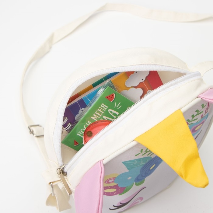 Сумка детская для девочки Сумка детская для девочки "Единорог", на молнии, цвет белый