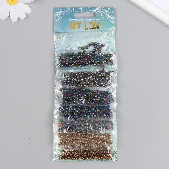 Бисер круглый 6/0  Бисер круглый 6/0 "Бензиновые расцветки" 7 цветов х 20 гр 20х8 см