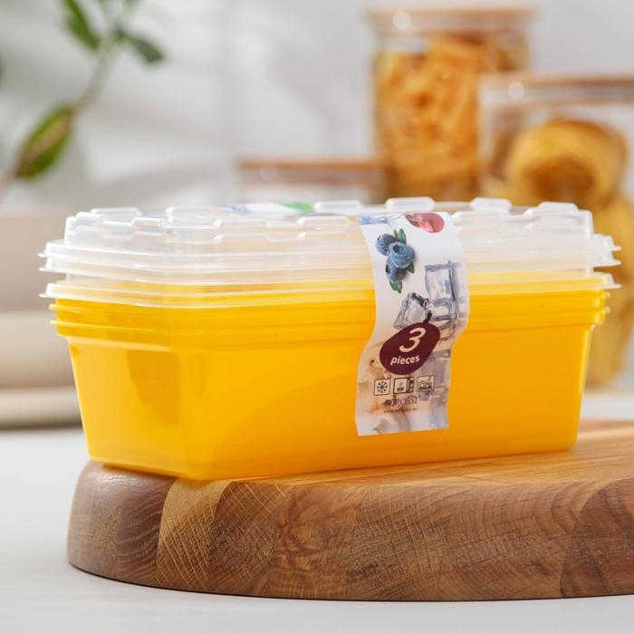 Набор контейнеров для заморозки 1 л Zip, 3 шт, цвет желтый Набор контейнеров для заморозки 1 л Zip, 3 шт, цвет желтый
