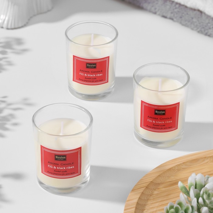 Набор свечей ароматических  Набор свечей ароматических "Aroma Candle", инжир и черная смородина, 3 шт