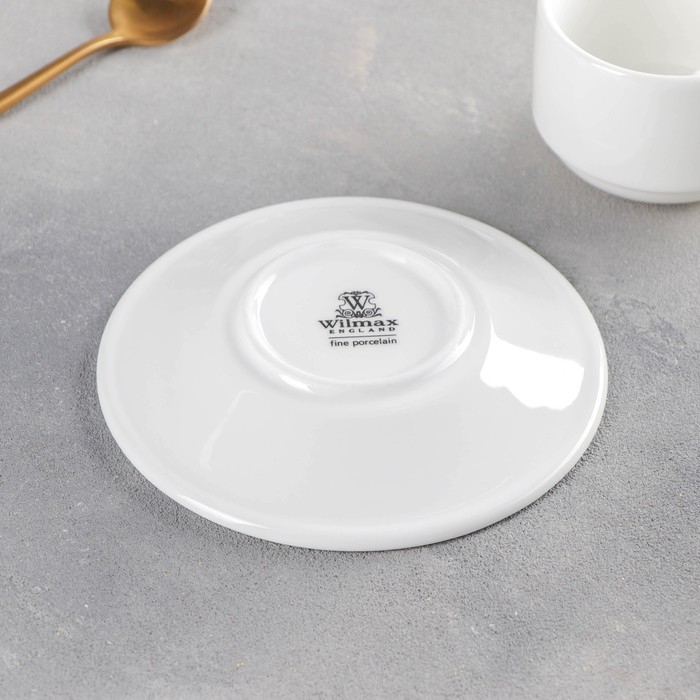 Кофейная пара фарфоровая Wilmax Stella, 2 предмета: кружка 140 мл, блюдце, цвет белый Кофейная пара фарфоровая Wilmax Stella, 2 предмета: кружка 140 мл, блюдце, цвет белый