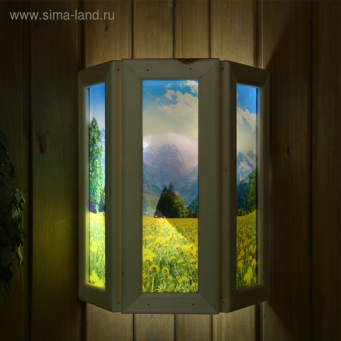 Абажур деревянный Абажур деревянный "Одуванчики" со вставками из стекла с УФ печатью, 33х29х12см