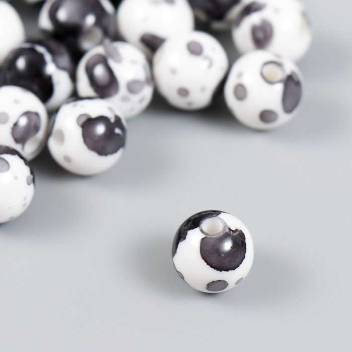 Бусины для творчества пластик Бусины для творчества пластик "Брызги краски. Серый на белом" набор 20 гр 1,2х1,2 см