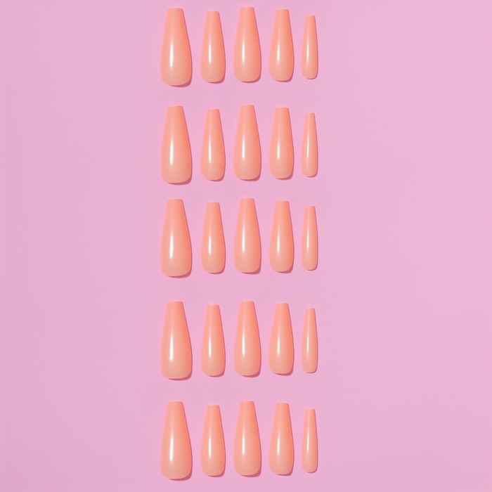 Накладные ногти, 100 шт, форма балерина, в контейнере, цвет персиковый Накладные ногти, 100 шт, форма балерина, в контейнере, цвет персиковый