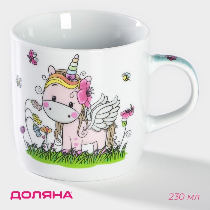 Кружка керамическая Доляна «Единорожка», 230 мл, цвет белый Кружка керамическая Доляна «Единорожка», 230 мл, цвет белый