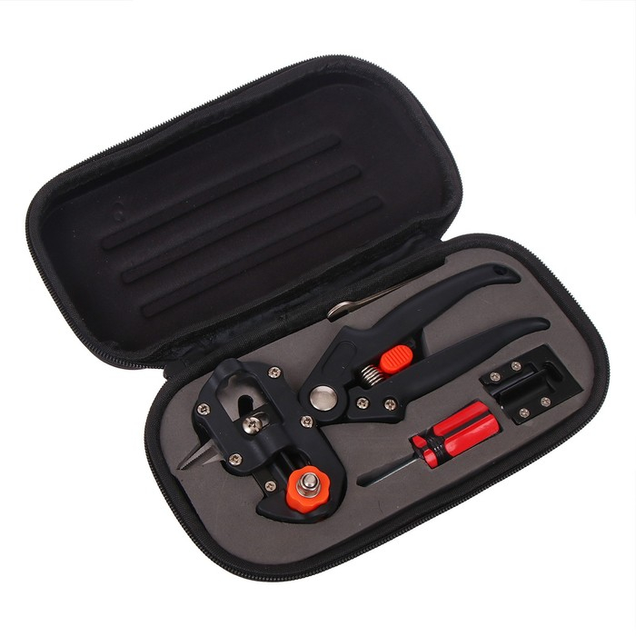 Набор профессиональный: секатор прививочный, 2 насадки, отвёртка, гаечный ключ, в чехле, Greengo Набор профессиональный: секатор прививочный, 2 насадки, отвёртка, гаечный ключ, в чехле, Greengo