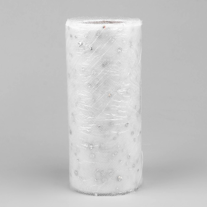 Фатин с блёстками, 15 см, 11 ± 1 г/кв.м, 23 ± 1 м, цвет белый №1 Фатин с блёстками, 15 см, 11 ± 1 г/кв.м, 23 ± 1 м, цвет белый №1