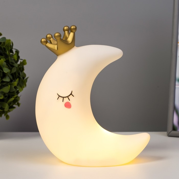 Ночник "Луна с короной" LED от батареек белый 16х8х19 см RISALUX