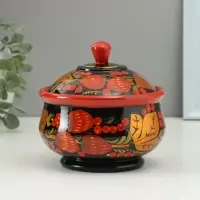 Сахарница дерево хохлома &laquo;Большая&raquo;, 15&times;10 см