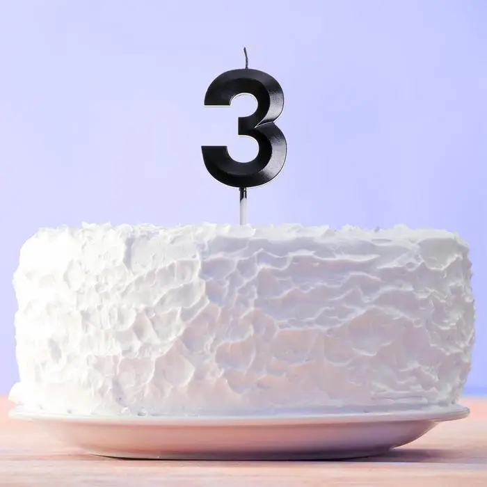 Свеча для торта, цифра &laquo;3&raquo;, 11,5 х 2,3 см
