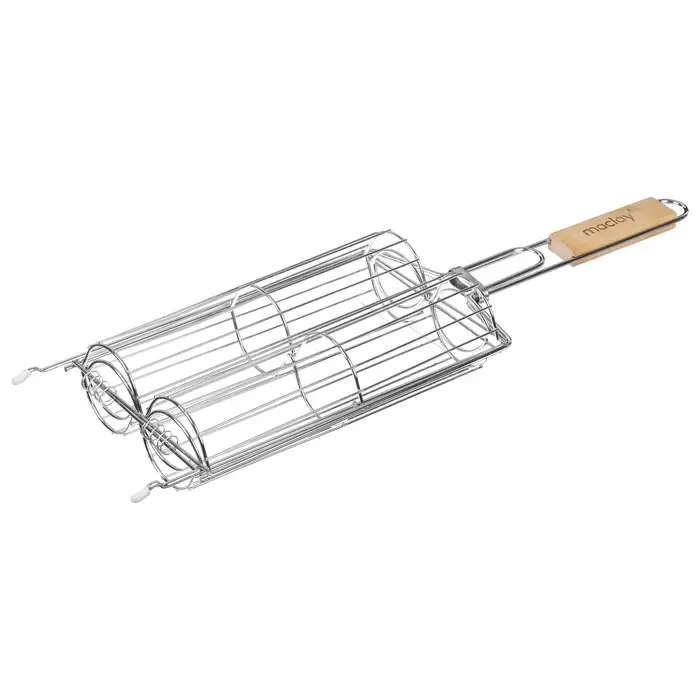Решётка гриль для овощей Maclay, двойная, хромированная сталь, 49&times;14&times;7 см, рабочая поверхность 27&times;17 см