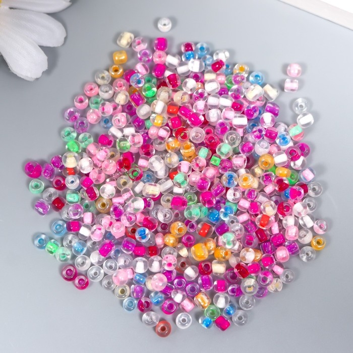 Бисер стекло 6/0  Бисер стекло 6/0 "Прозрачный цветной. Меланж" 30 гр