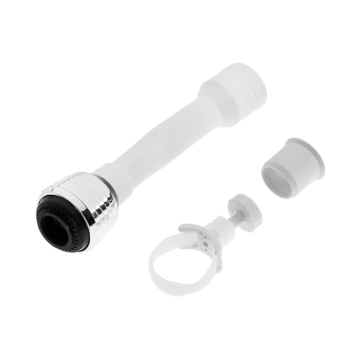 Аэратор ZEIN, 2 режима, белый гибкий шланг на хомуте, универсальный Аэратор ZEIN, 2 режима, белый гибкий шланг на хомуте, универсальный