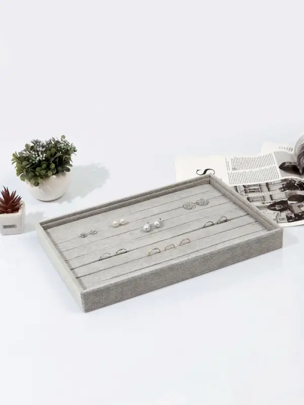 Подставка для колец &laquo;QF. Флок&raquo;, 7 полос, 35&times;24&times;3 см, серая