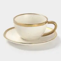 Чайная пара Magistro Poursephona, чашка 250 мл, блюдце d=16 см, фарфор, белая