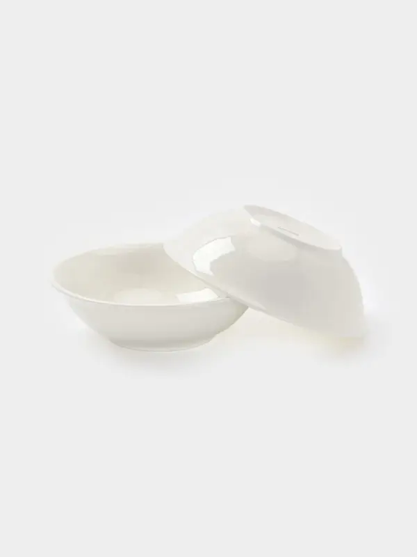 Тарелки глубокие Доляна White Label, набор 2 шт., 1.5 л, фарфор, белые