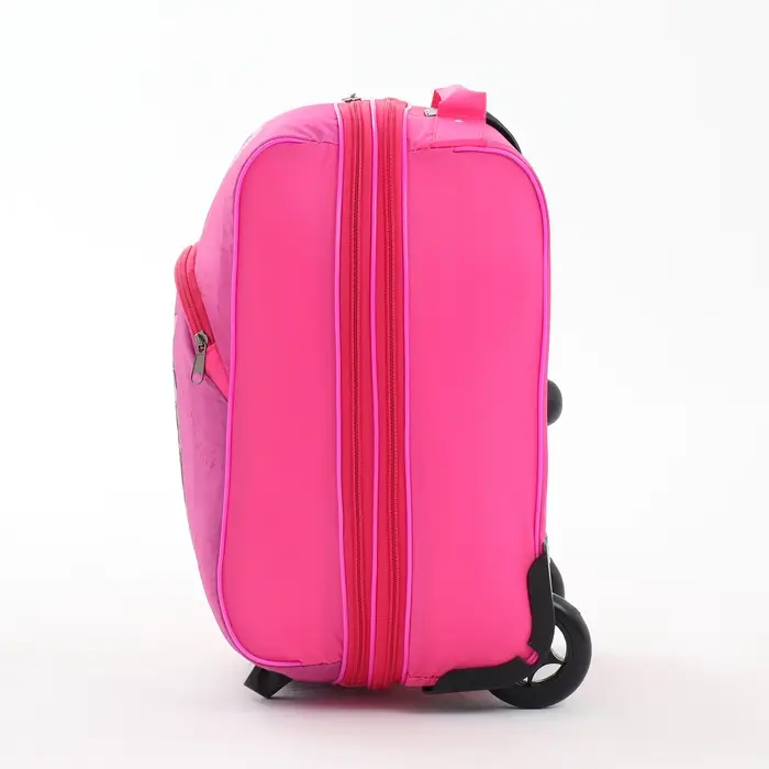 Чемодан на колёсах малый 16" на молнии, розовый