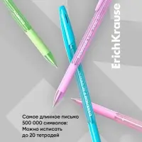 Набор ручек шариковых 4 штуки ErichKrause R-301 Spring Stick & Grip, узел 0.7 мм, чернила синие, резиновый упор, длина линии письма 1000 метров, европодвес