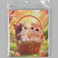 Алмазная мозаика &laquo;Котики в корзинке&raquo; 21&times;25 см, с мольбертом