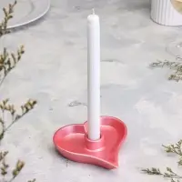 Подсвечник на 1 свечу &laquo;Сердце&raquo; из гипса, 14&times;2.5 см, розовый