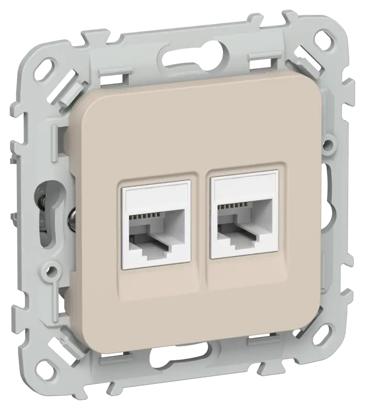 FLITE Розетка 2-местная компьютерная RJ45 категория 5Е UTP РК5е-2-0-ФлЛ льняной IEK