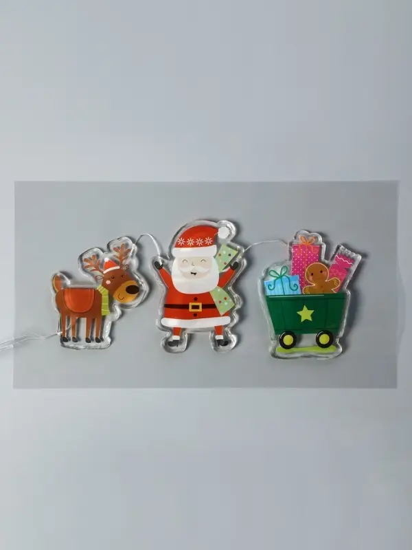 Светодиодная наклейка на окна  Светодиодная наклейка на окна "Дед Мороз с подарками" 0.5 м, 3 LED, CR2032x2, Т/БЕЛЫЙ