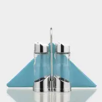 Набор для специй Доляна &laquo;Эксклюзив&raquo;, 40 мл, 2 предмета: солонка, перечница, салфетница - подставка, стекло, пластик, прозрачный